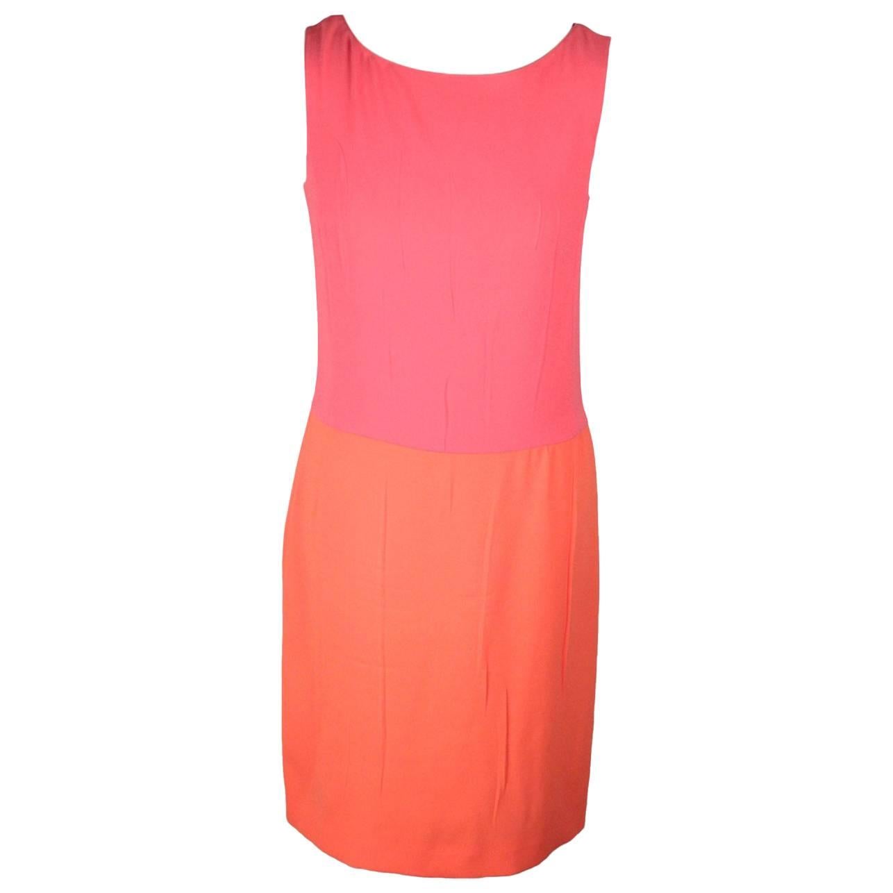 pink and orange color block dress ...